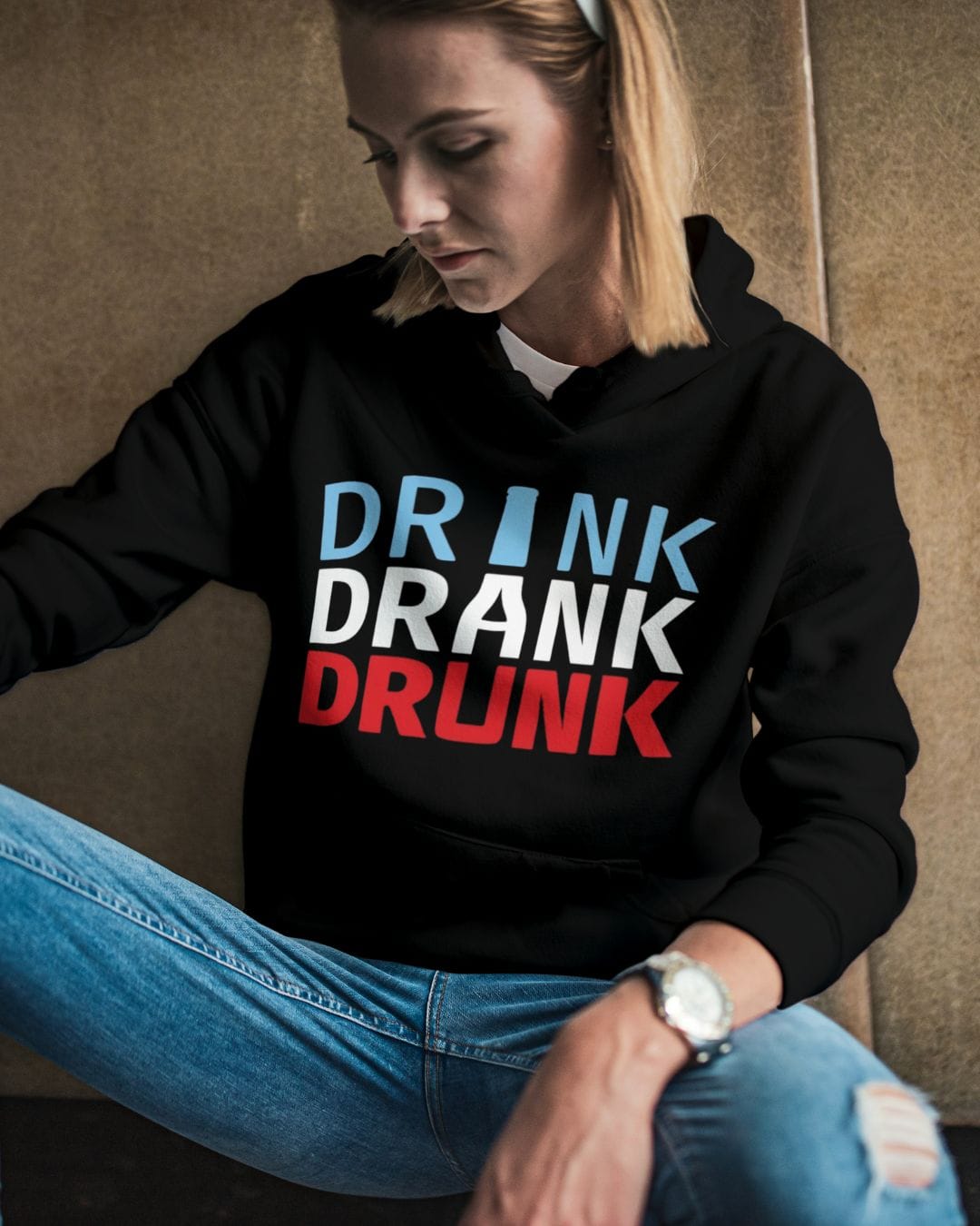 Drink Drank Drunk - Premium Cotton Hoodie